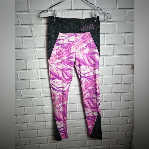 Justice Active Gray/Pink /Purple Swirl Leggings for girls/Size 10 - Picture 1 of 9